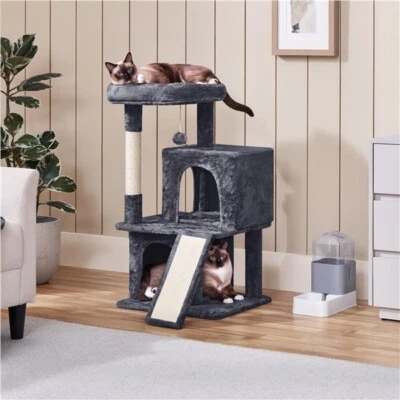 UKUNIVERSAL365 91cm Cat Tree Multilevel Cat Tower w/ Large Perch Double Condos Scratching Posts