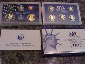2000 United States Mint Proof Set COA Uncirulated 10 coins - Picture 1 of 1