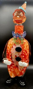 Vtg Art Glass Italian Clown Decanter Orange 15" As Is - Picture 1 of 7