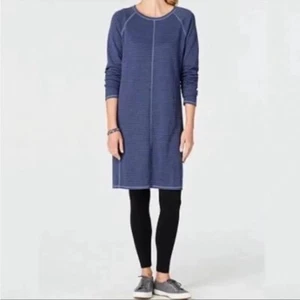 J. Jill Blue Stripe Knit Tunic Dress Women's Size M - Picture 1 of 5