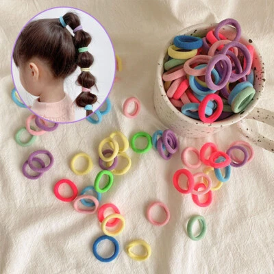 100PCS Mini Small stretchy Endless Elastics Girls kids hair Bobbles Bands - Image 1 of 4