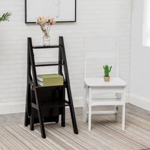 Step Stool Chair, ladder and the chair convertible, 3-Step, portable, solid wood - Picture 1 of 23