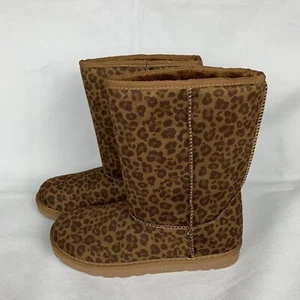 Arizona womens boots sina booties 7 leopard brown faux suede memory foam insole - Picture 1 of 4