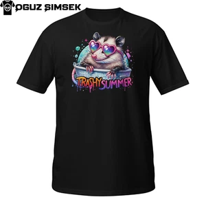 Trashy Summer Opossum T-Shirt | Funny Pool Party Tee | Cute Possum Gift - Picture 1 of 29