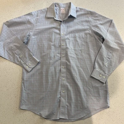Brooks Brothers Shirt Mens 16.5 - 6/7 Blue Check Button Down Regular Fit - Image 1 of 4