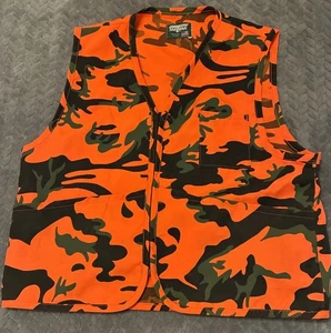 SafTbak Hunting Vest Blaze Orange Camo Shooting Men's Game Pouch Size M-L - Picture 1 of 4