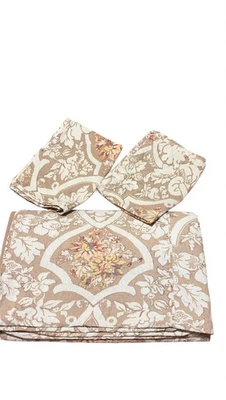 Pottery Barn Evelyn Floral Damask Linen Cotton Duvet Cover Set Full Queen 2 Sham - Image 1 of 4