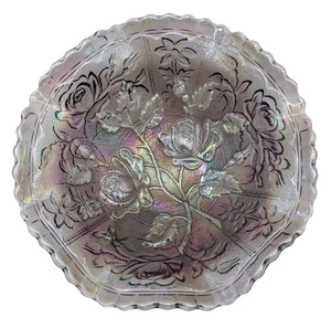 Vintage Imperial Iridescent Carnival Glass Open Lustre Rose Bowl Smoke 5.25” - Picture 1 of 5