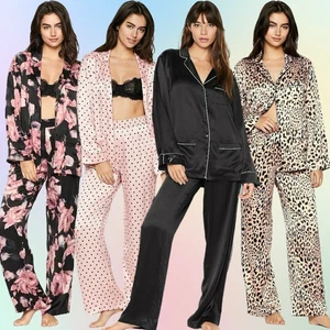 Victoria's Secret Pyjama 100 % Maulbeerseide Pyjama 2-teilig Shirt & Hose Blumenmuster XS - Bild 1 von 24