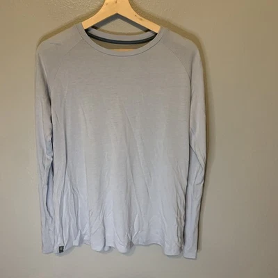 Free Fly 衬衫女式 M 蓝色长袖竹混纺运动拇指孔船员 — 第 1/4 张图片