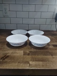 4-Corelle 60th Anniversary Cornflower Blue Soup Cereal Bowls 6 1/4" USA - Picture 1 of 5