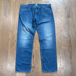 Hugo Boss Jeans Mens 38 Blue Denim Pants Regular Stretch Straight Cotton Pockets - Picture 1 of 13