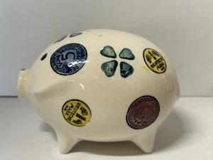 Vintage 50’s German coin and clover pattern cork nose Piggybank ceramic - Picture 1 of 9