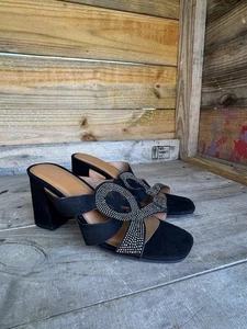 Diba schwarz glänzend 3" Wedges Slipper Größe 8W schöner niedriger Absatz - Bild 1 von 12