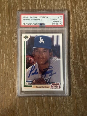 1991 UPPER DECK FINAL EDITION 2F PEDRO MARTINEZ PSA 10 AUTO 10 HOF ROOKIE CARD - Image 1 of 2