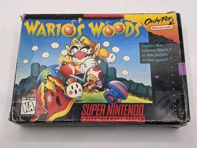 Wario's Woods Super Nintendo Entertainment System Complete CIB Tested Works  - Image 1 of 4