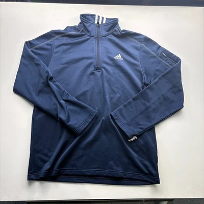 Adidas Men's Navy Blue 1/4 Zip Long Sleeve Athletic Pullover Size 2XL - Image 1 of 4