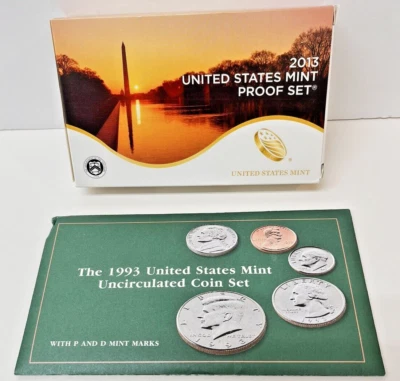 Uncirculated 1993 Coin Set & Proof Set 2013 Gift Set Coin Collection     ML - Image 1 of 4