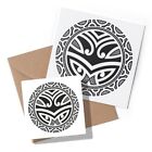 1 X Greeting Card And Sticker Set   Tribal Ethnic Aztec Tattoo Style 10446
