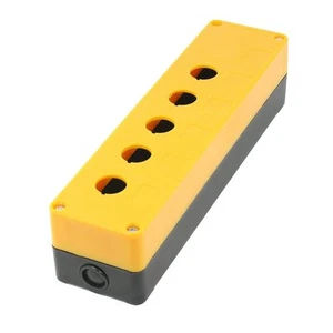 Yellow Black Plastic 22mm Hole 5 Push Button Switch Control Station Box - Picture 1 of 2