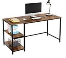 Corner Computer Desk Work Study Table 2 Shelve Office Home MDF Metal Workstation