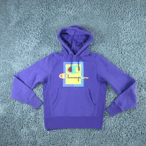 Champion Sweatshirt Men's Small Purple Hooded Reverse Weave Graphic - Afbeelding 1 van 12