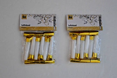 2 lots de 6 Sifflets dorés / langues de belle-mère de Fêtes Anniversaire Mariage - Photo 1/4