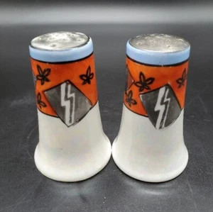 Japanese Lusterware Salt/Pepper Shakers Rectangle/Star Designs Approx 3 Inches - Picture 1 of 8