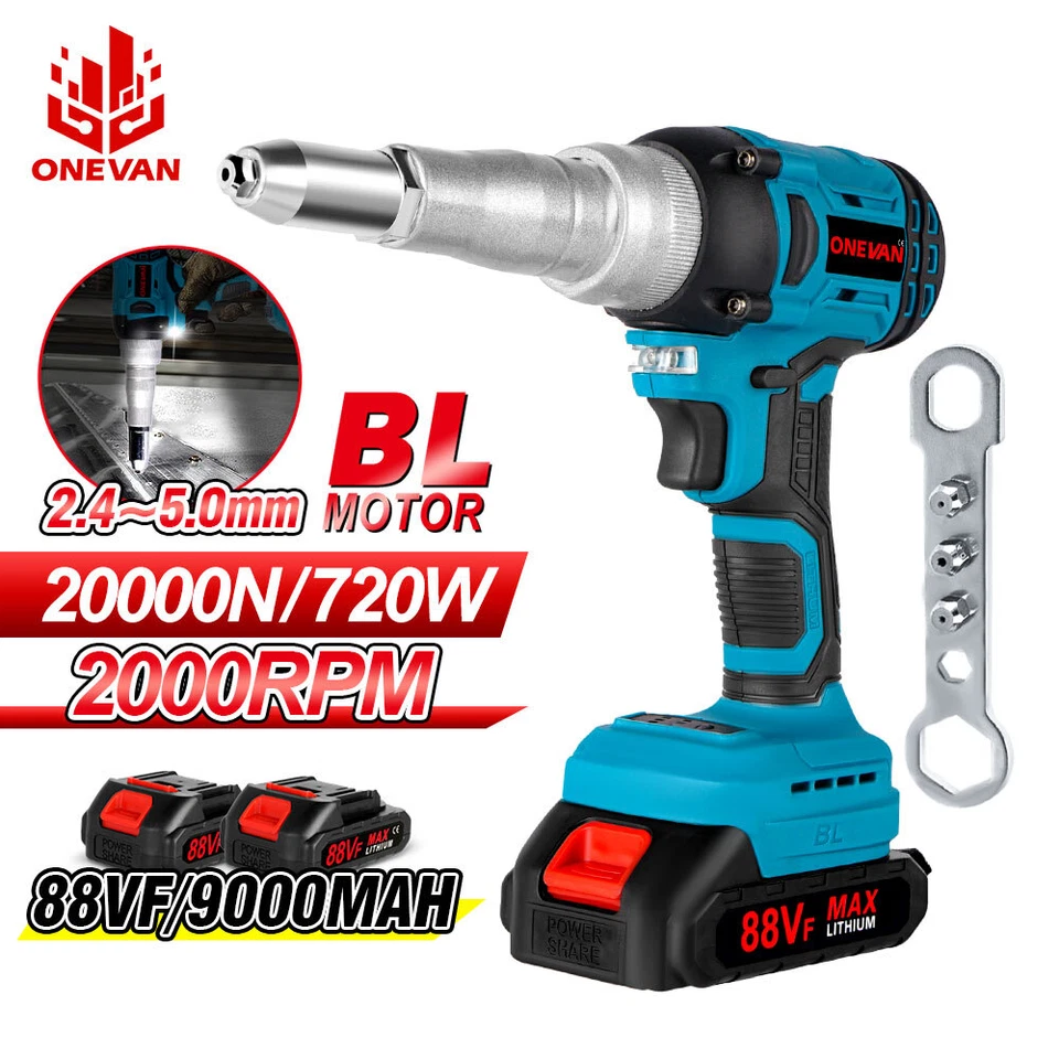 2 Batteries Cordless Electric Rivet Gun Brushless with LED Kit For Makita 18V UK - Image 1 of 4