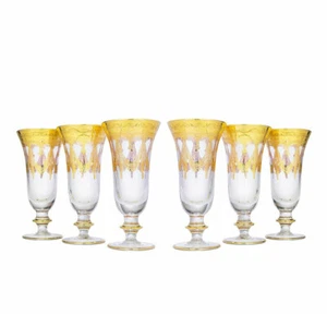 Set of 6 Interglass Italy Crystal Glasses - Clear Italian Champagne Flutes - Picture 1 of 3