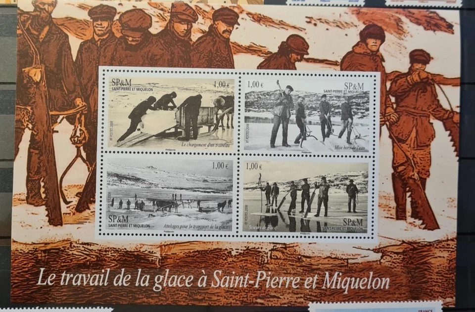 ST PIERRE AND MIQUELON 2008 XF MNH BLOCK ICE WORKS PLANE  HISTORY SUPERB FRESH - Image 1 of 1