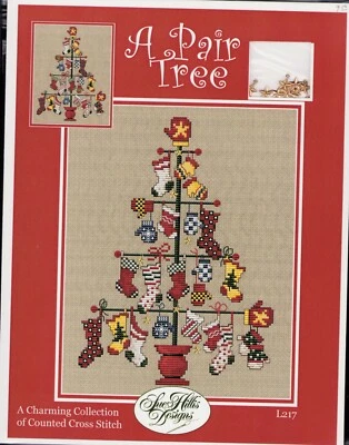 Cross Stitch Christmas Stocking Tree & Charms embroidery vintage Sue Hillis - Image 1 of 2