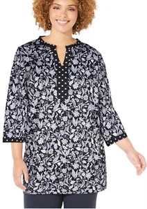 NWT Women Plus TALL Size 3X 26/28 COTTON 3/4 Long Sleeve Tunic Top Catherine - Picture 1 of 6