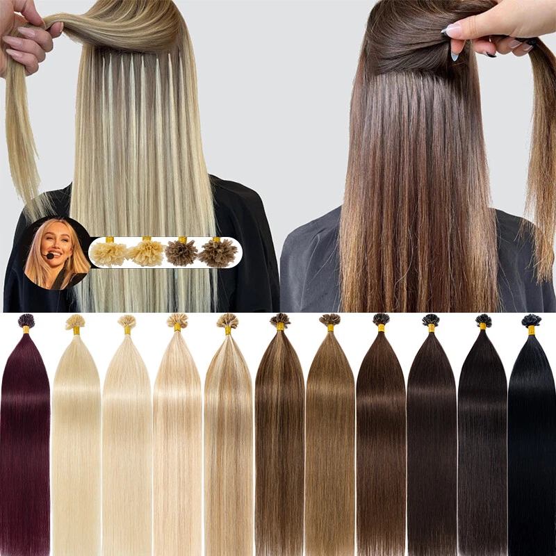 Extensiones de cabello humano grueso 100 % Remy uñas punta en U queratina fusión preunida 1G/S Foto 1 de 4