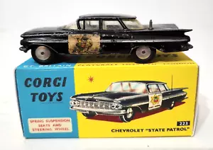 Vintage Corgi Toys #223 Chevrolet Impala State Patrol Police Car Made in Britain - Picture 1 of 8