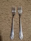 2 H'orderve Forks Amsilco Manhattan Tableware Silverplate Art Deco Chrysler