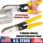 5-Blade Sheet Metal Crimper Hand Crimp Tool 24 - 28 Gauge Stainless Steel
