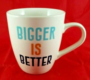 Clay Art Large Letter “Bigger Is Better” Large Coffee Cocoa Tea Mug 20 OZ. - Picture 1 of 4