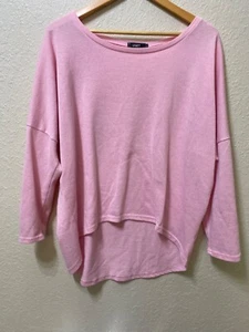 UGET Pink Casual Oversized Baggy Loose Fitting Hi-Lo Hem Sweater Shirt TOP Large - Picture 1 of 3