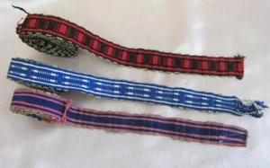 19C. ANTIQUE BALKAN SET OF 3 FOLK ART TRADITIONAL COSTUME BELTS HANDMADE - Picture 1 of 9