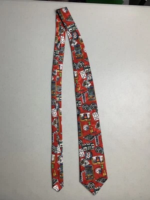 Florence Hombre Rojo Casino Ranuras Tarjetas Blackjack Ajedrez Juego Corbata Usada Foto 1 de 4