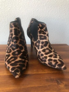 DVF Diane Von Furstenberg Ankle Boots Black Leopard Hair 6.5 M - Picture 1 of 5