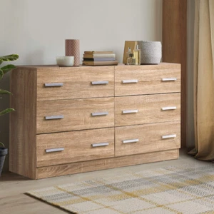 Artiss 6 Chest of Drawers Dresser Tallboy Storage Cabinet Bedroom Oak VEDA - Picture 1 of 8