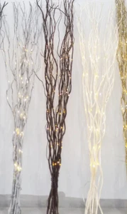 120cm Silver Twig Lights 80 Warm White Rice Lights Christmas Home Decorations - Picture 1 of 19