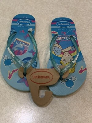 Havaianas Disney Flip Flops Sky Blue Cinderella Sandals Size 2Y NEW 4123328 - Image 1 of 4