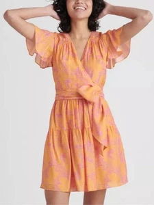 Tanya Taylor “Paris” Orange Floral Wrap Dress - Sz 0 - Picture 1 of 4