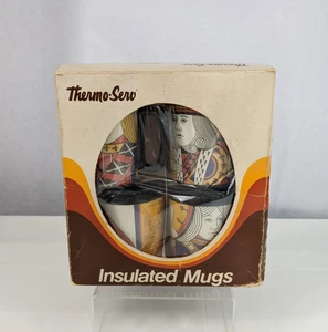 VTG Thermo-Serv Insulated Plastic Mugs MCM Bridge Cards Queen Ace King Jack - Picture 1 of 15