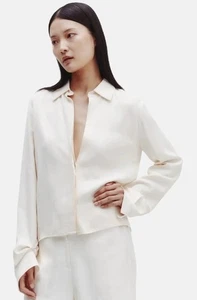 Blusa TWP Button Me Up Lino Recubierto Top Marfil Talla XS Cuello - Imagen 1 de 5