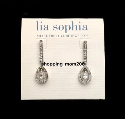 Lia Sophia "Twilight" Silver Tone w/Total CZ wt. 2.3.ct. Earrings RV$68 - HTF - Image 1 of 3