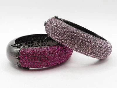 2pc LOT OF VINTAGE "JOAN BOYCE" BRACELETS w/PINK RHINESTONES - Image 1 of 4